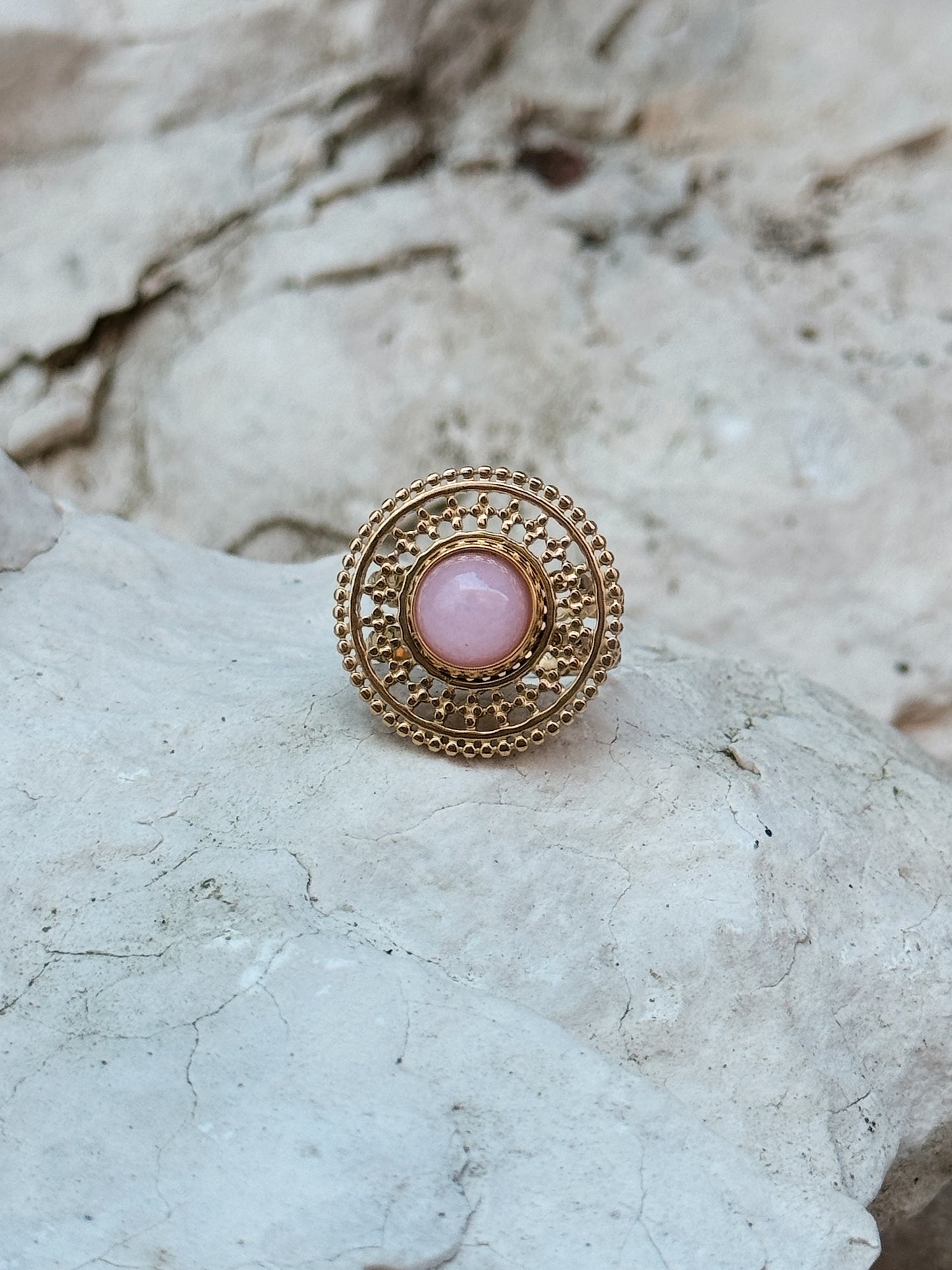 Anel Terra Quartzo Rosa II