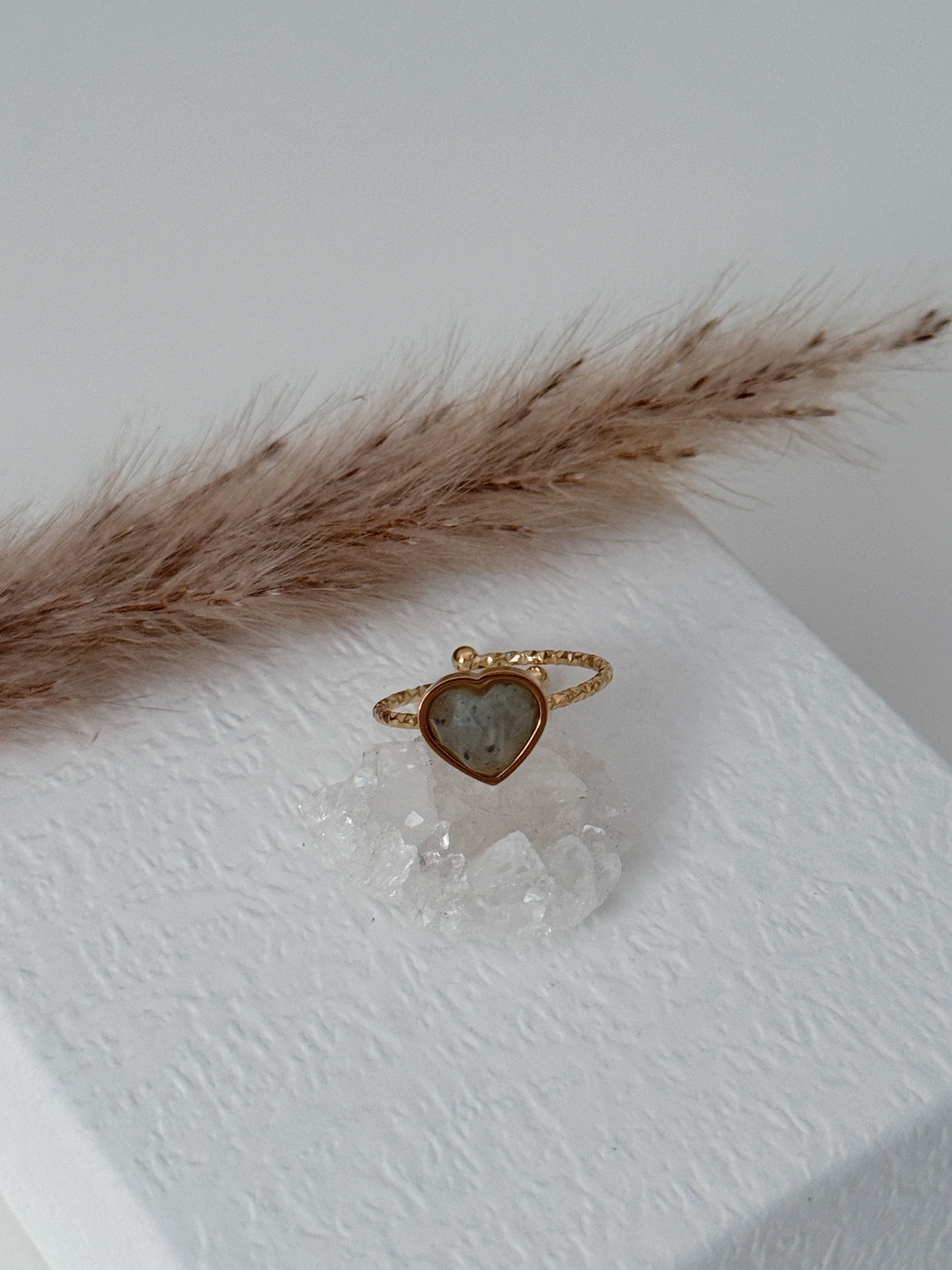 Anel Coração Labradorite