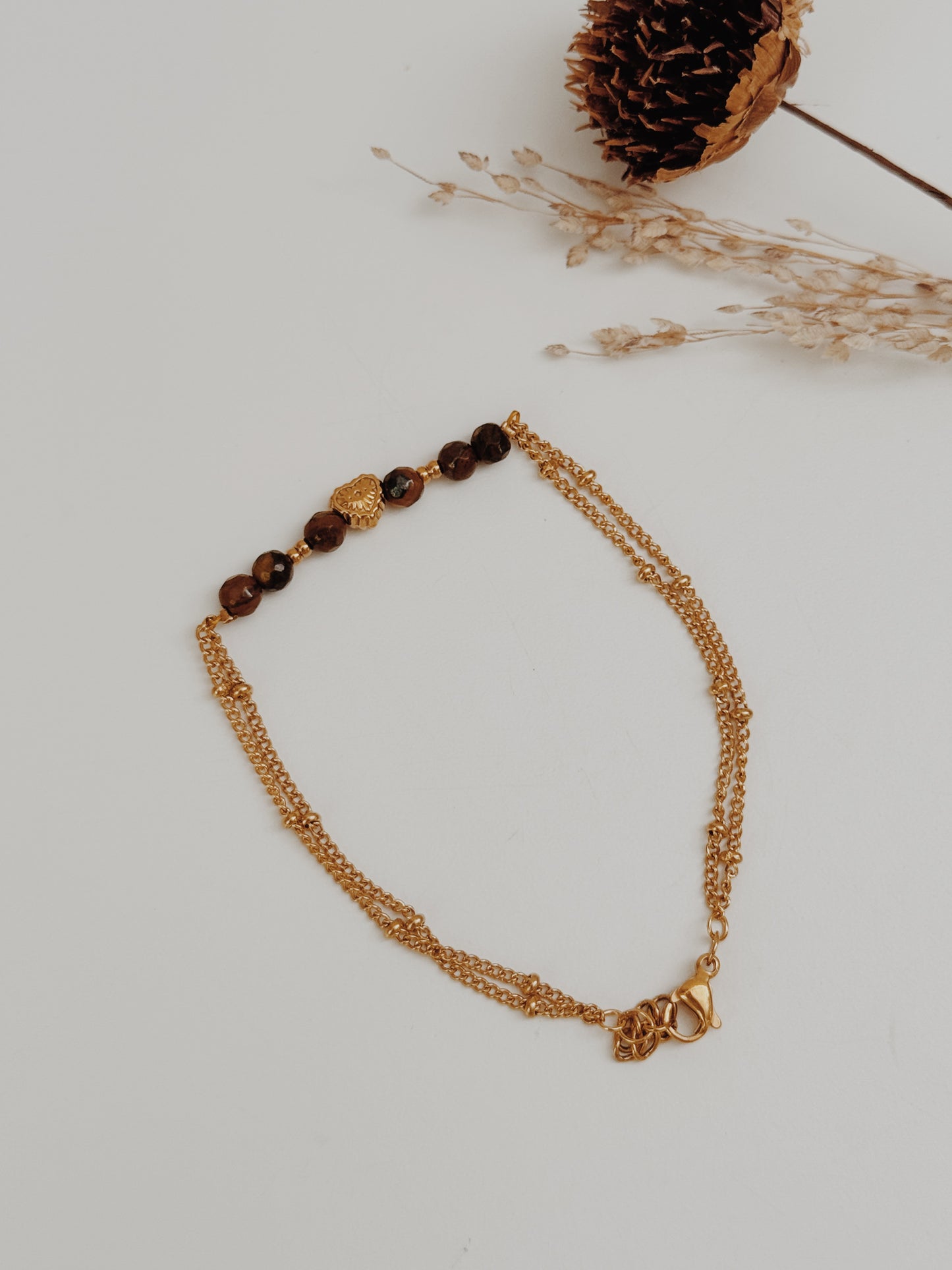 Pulseira coração Olho de Tigre
