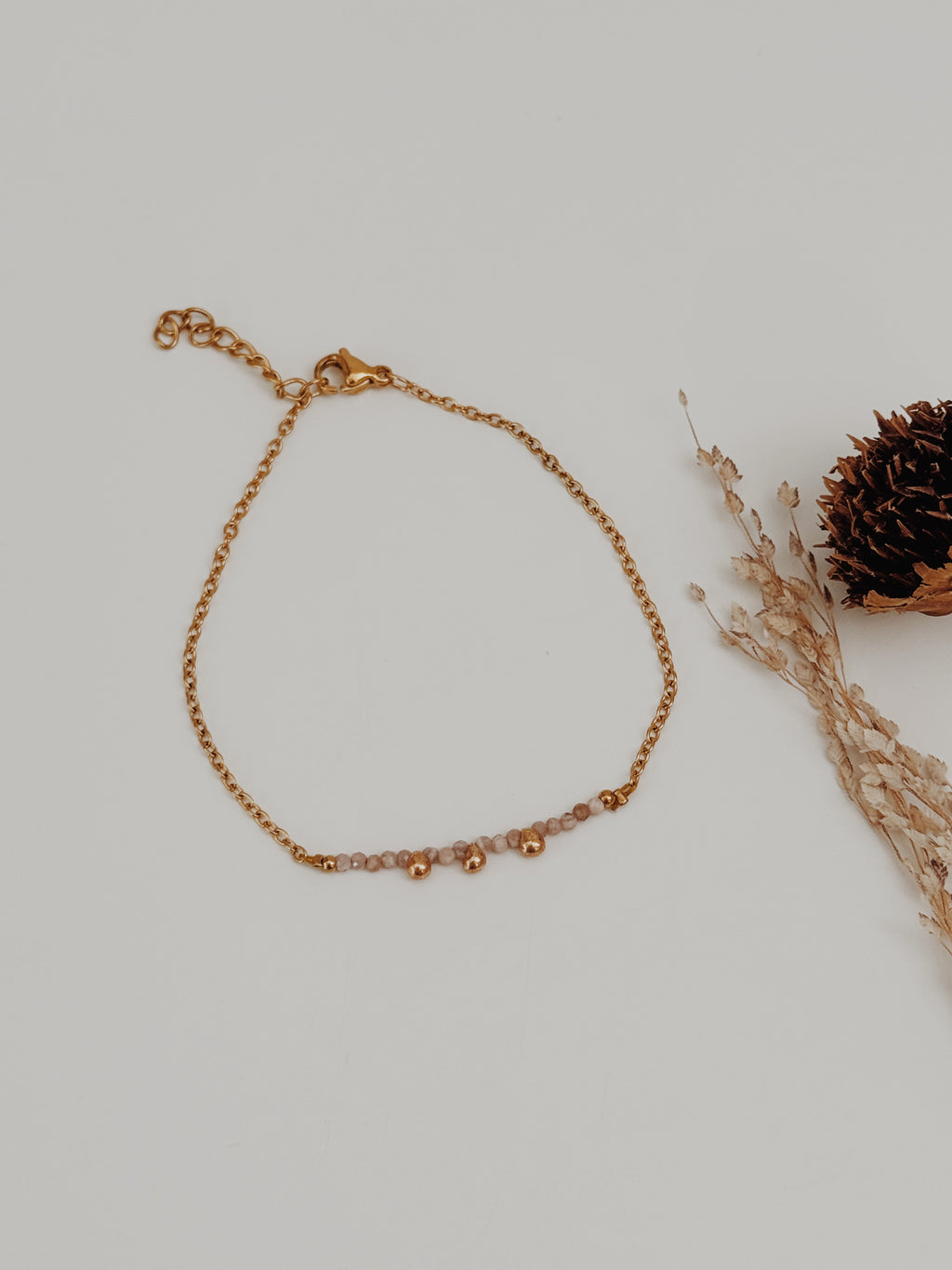 Pulseira gotas douradas Rodocrosite