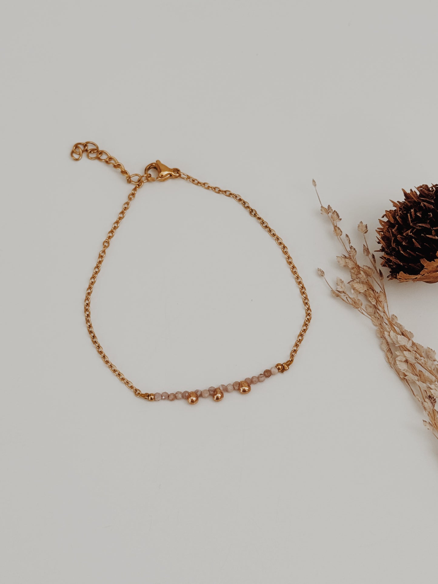 Pulseira gotas douradas Rodocrosite