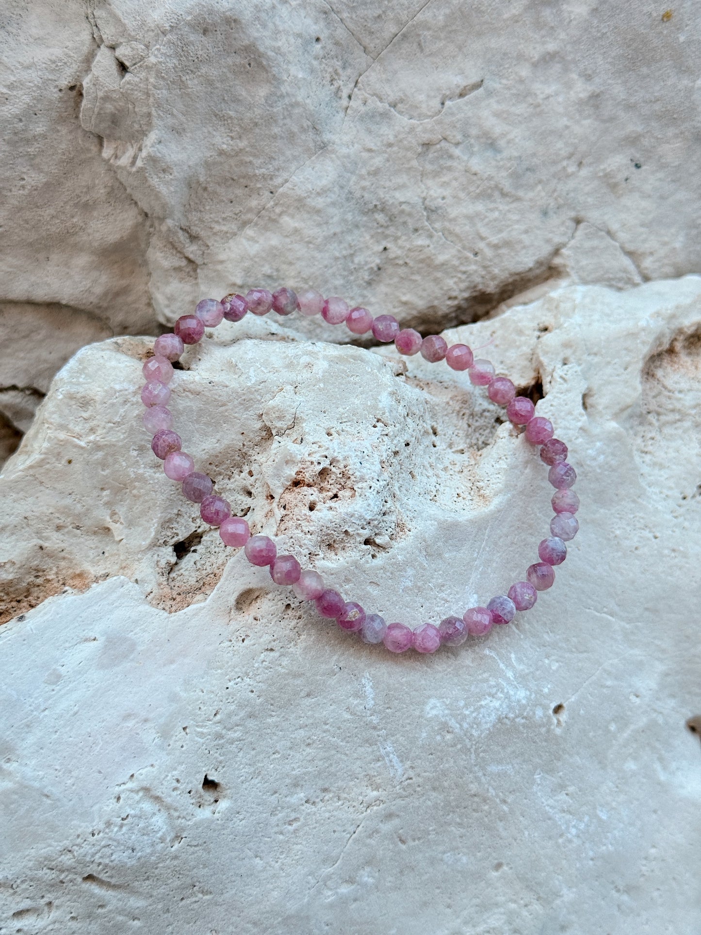 Pulseira Turmalina Rosa facetada 4mm