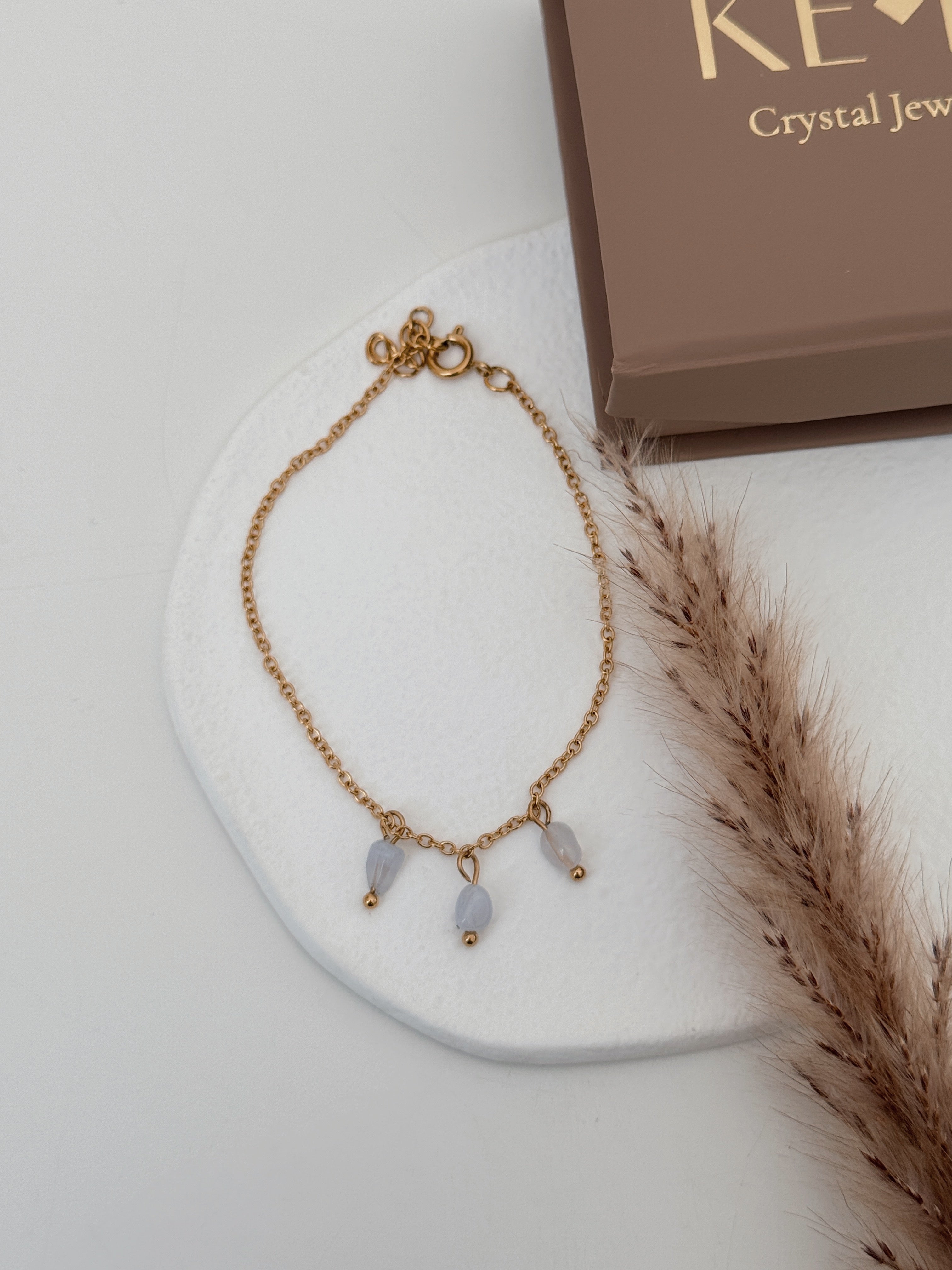 Pulseira Alma Serena ( àgata azul rendada )