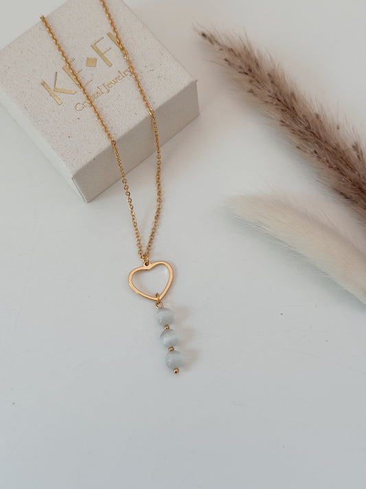 Colar coração Selenite dourado