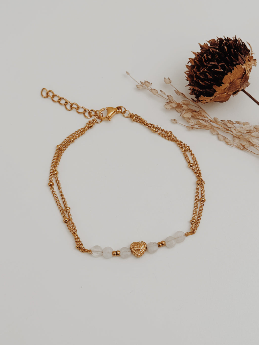 Pulseira coração Pedra da Lua