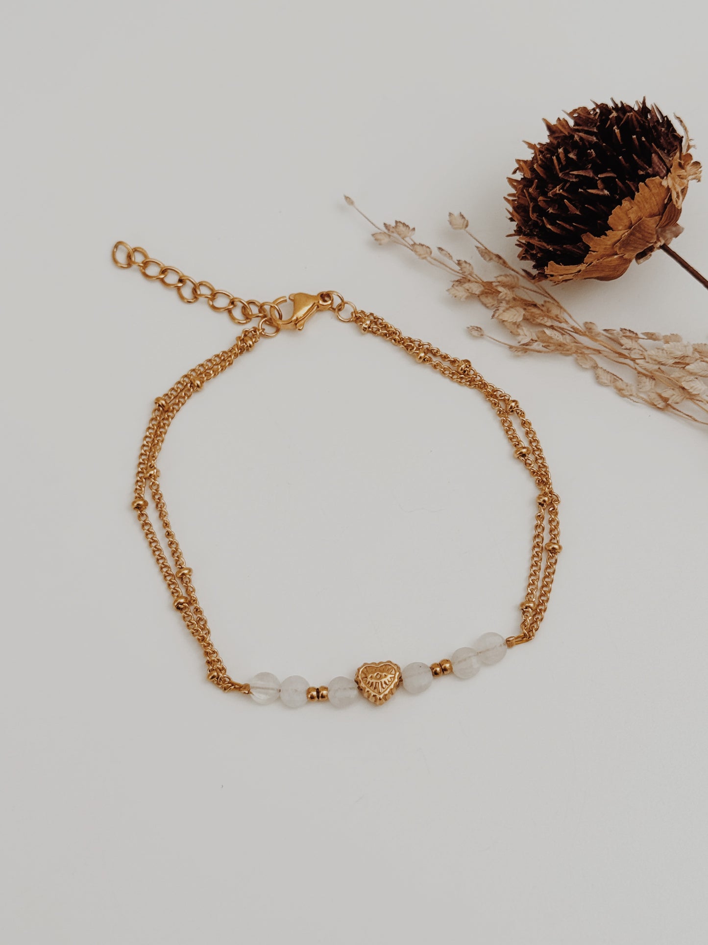 Pulseira coração Pedra da Lua