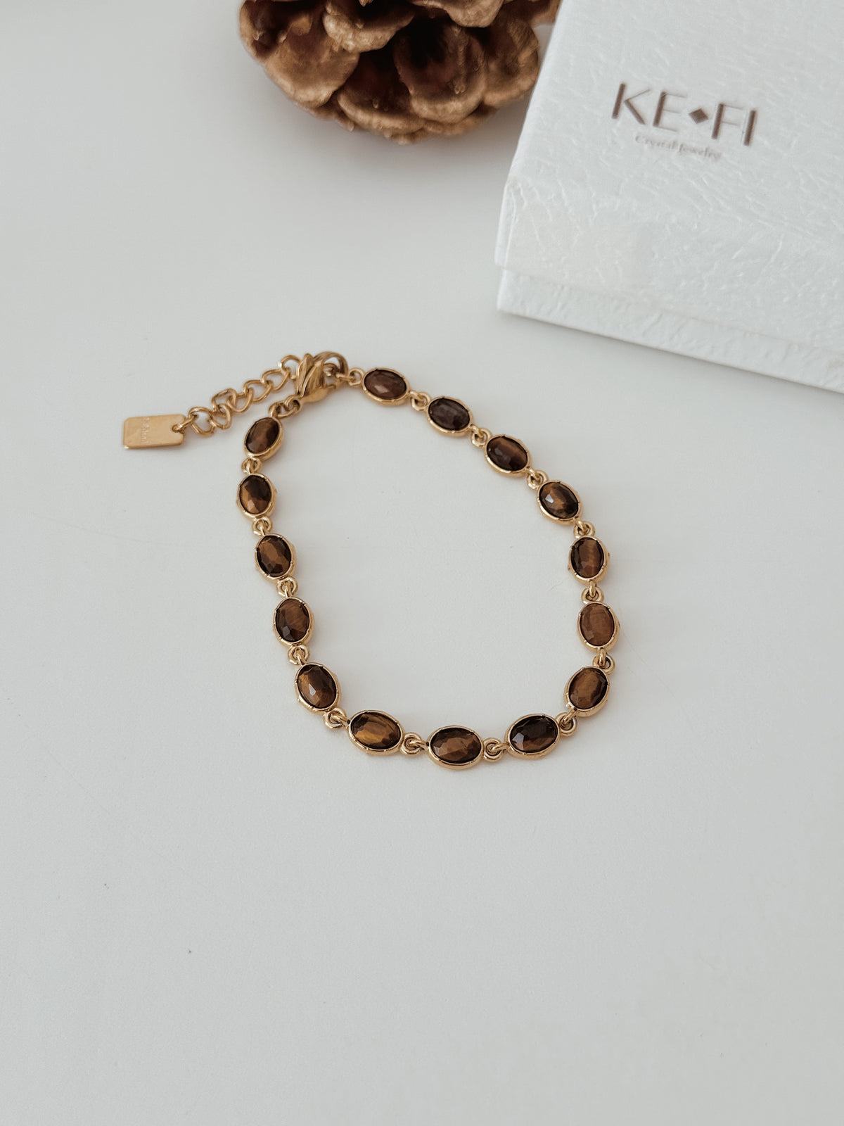 Pulseira Elo dourado | Olho de tigre