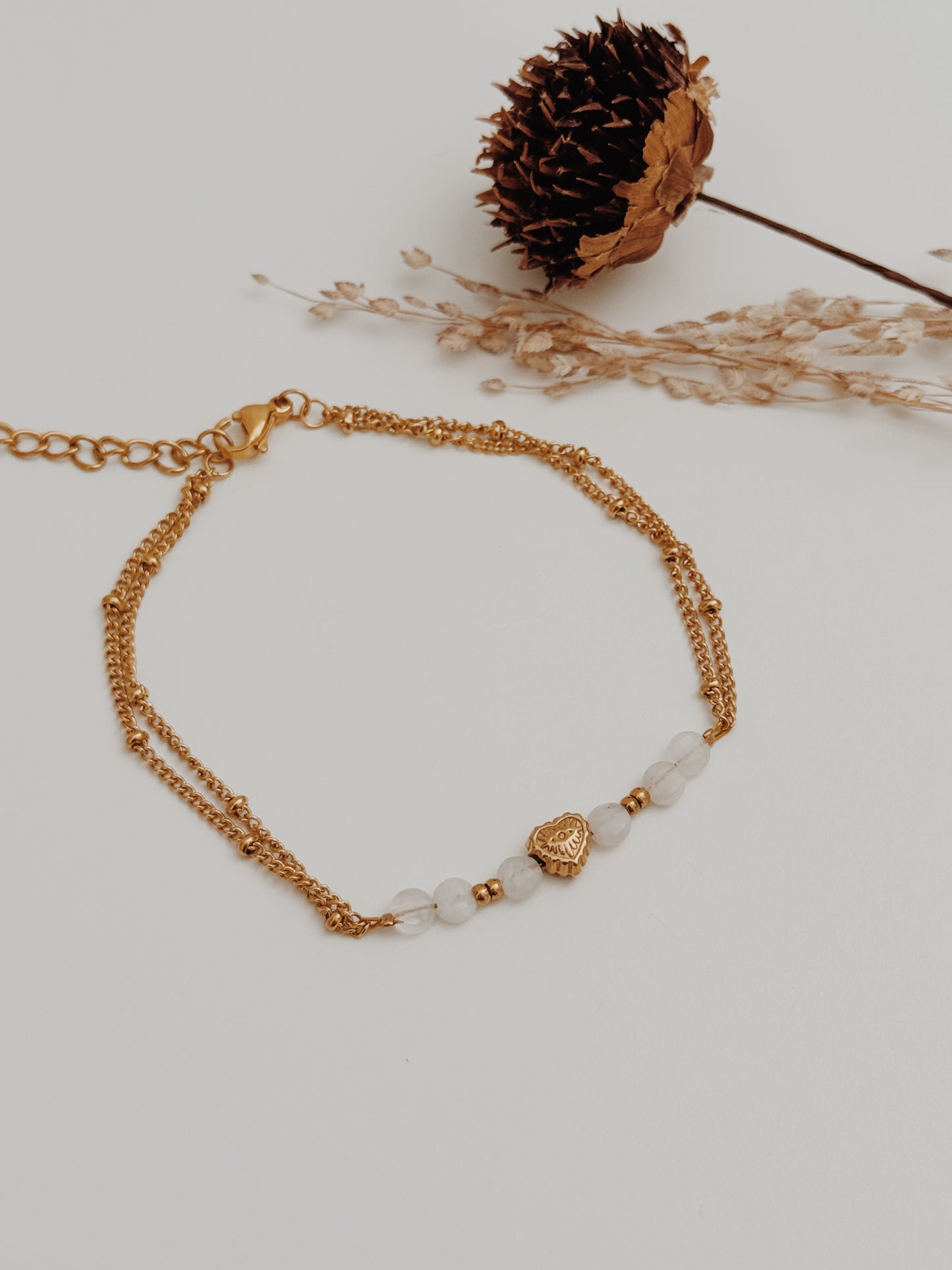 Pulseira coração Pedra da Lua