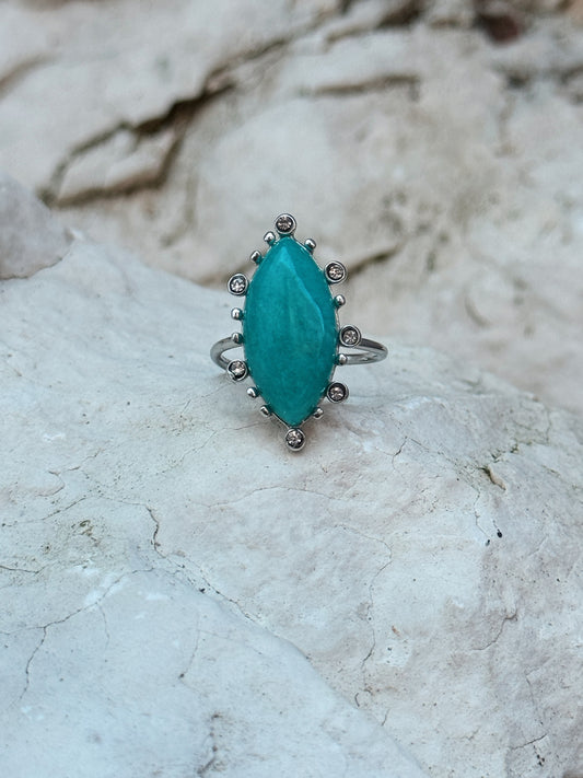 Anel Ignis Amazonite prateado