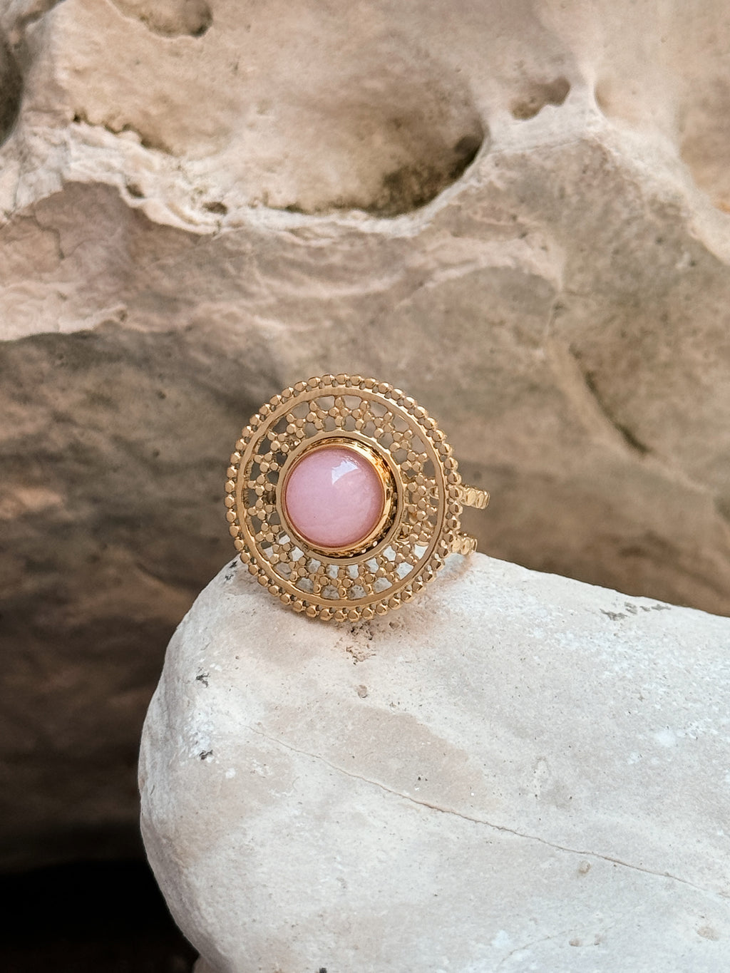 Anel Terra Quartzo Rosa II