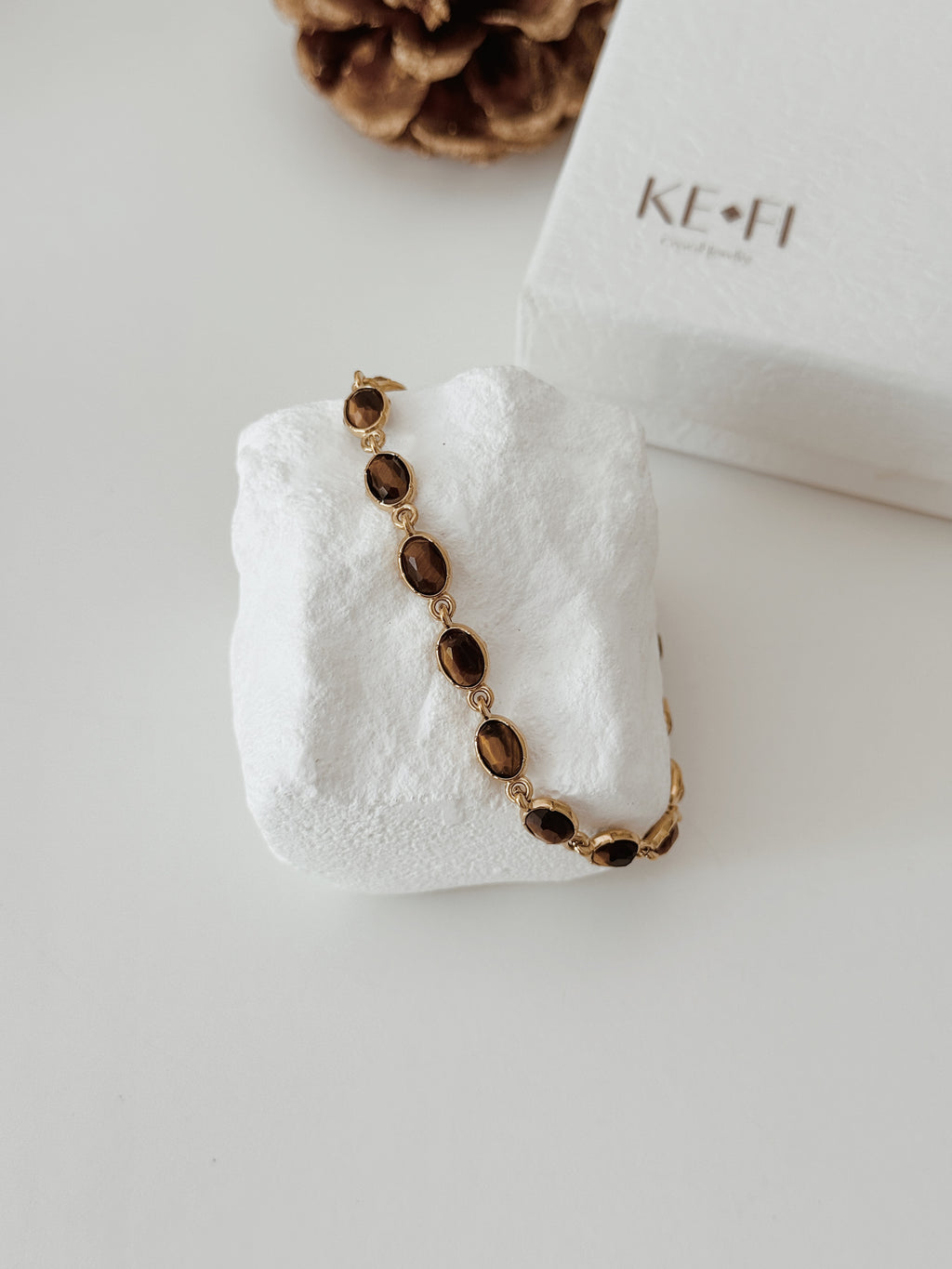 Pulseira Elo dourado | Olho de tigre