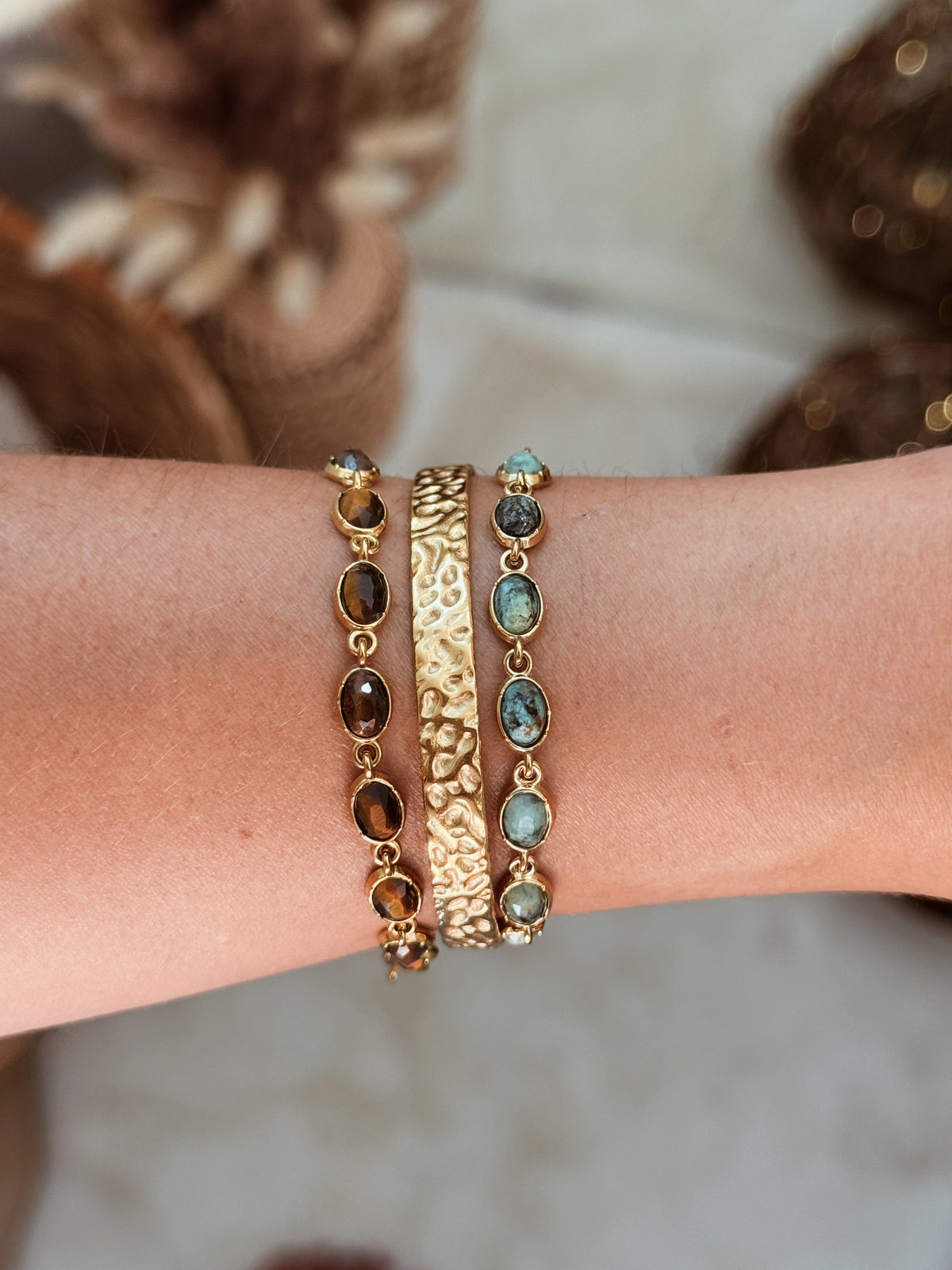 Pulseira Elo dourado | Crisocola