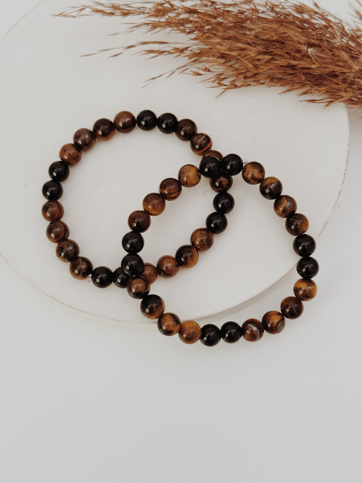 Pulseira Homem - Olho de Tigre e Turmalina Negra