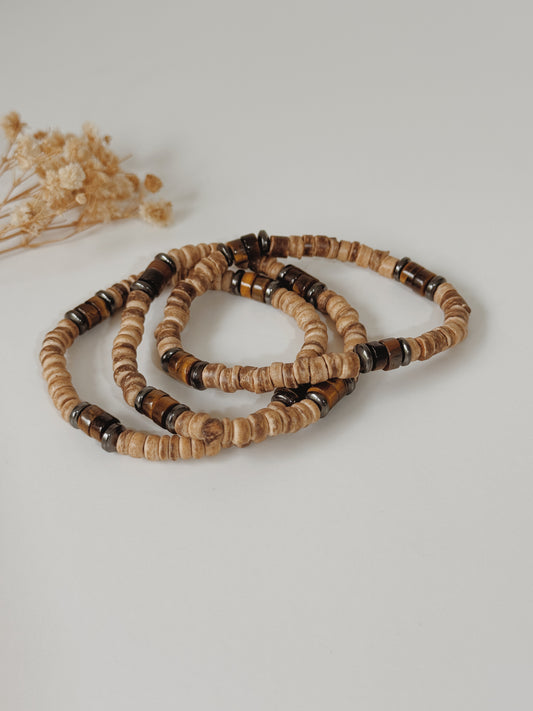 Pulseira Heishi Olho de Tigre