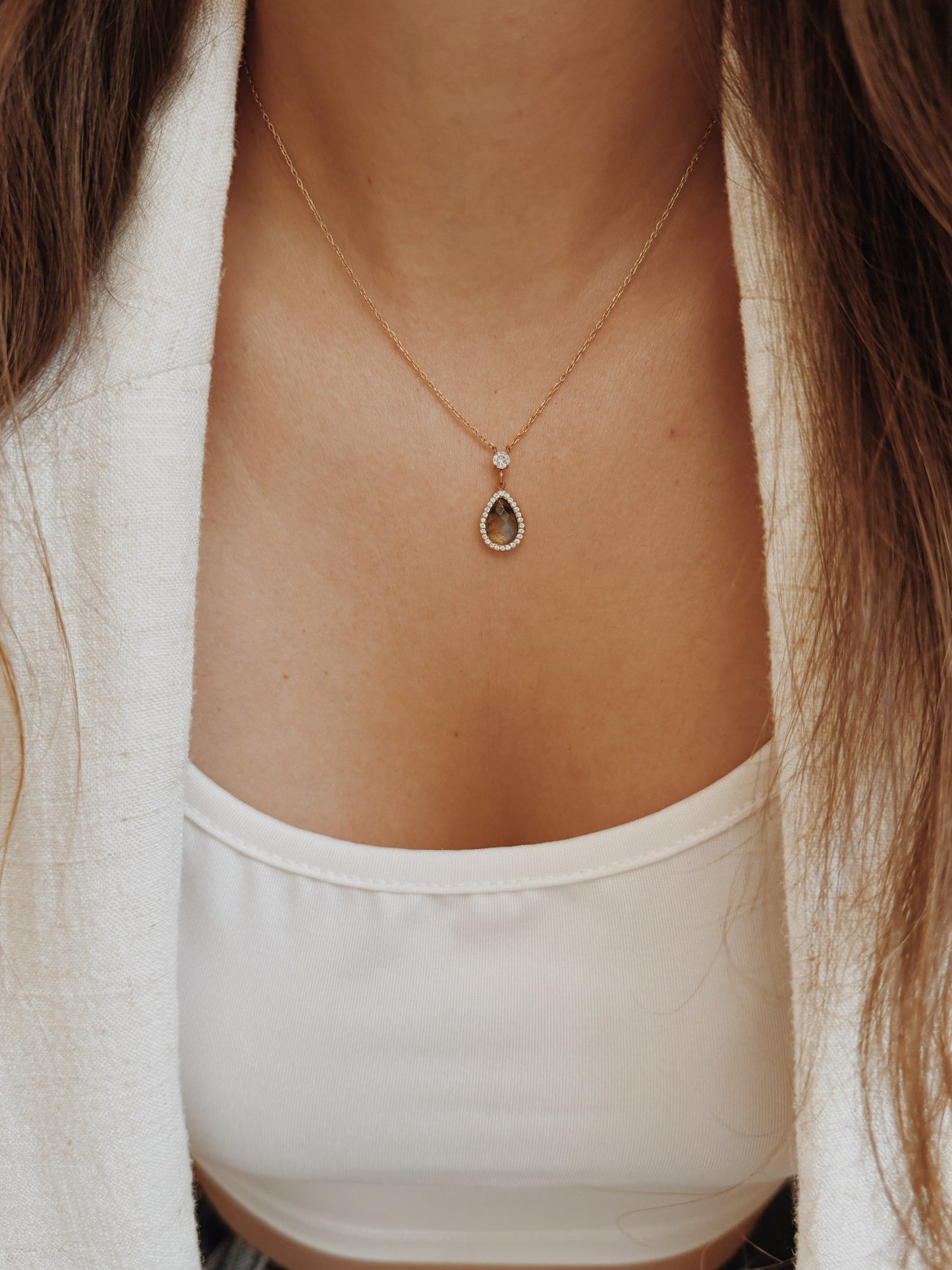 Colar gota Labradorite
