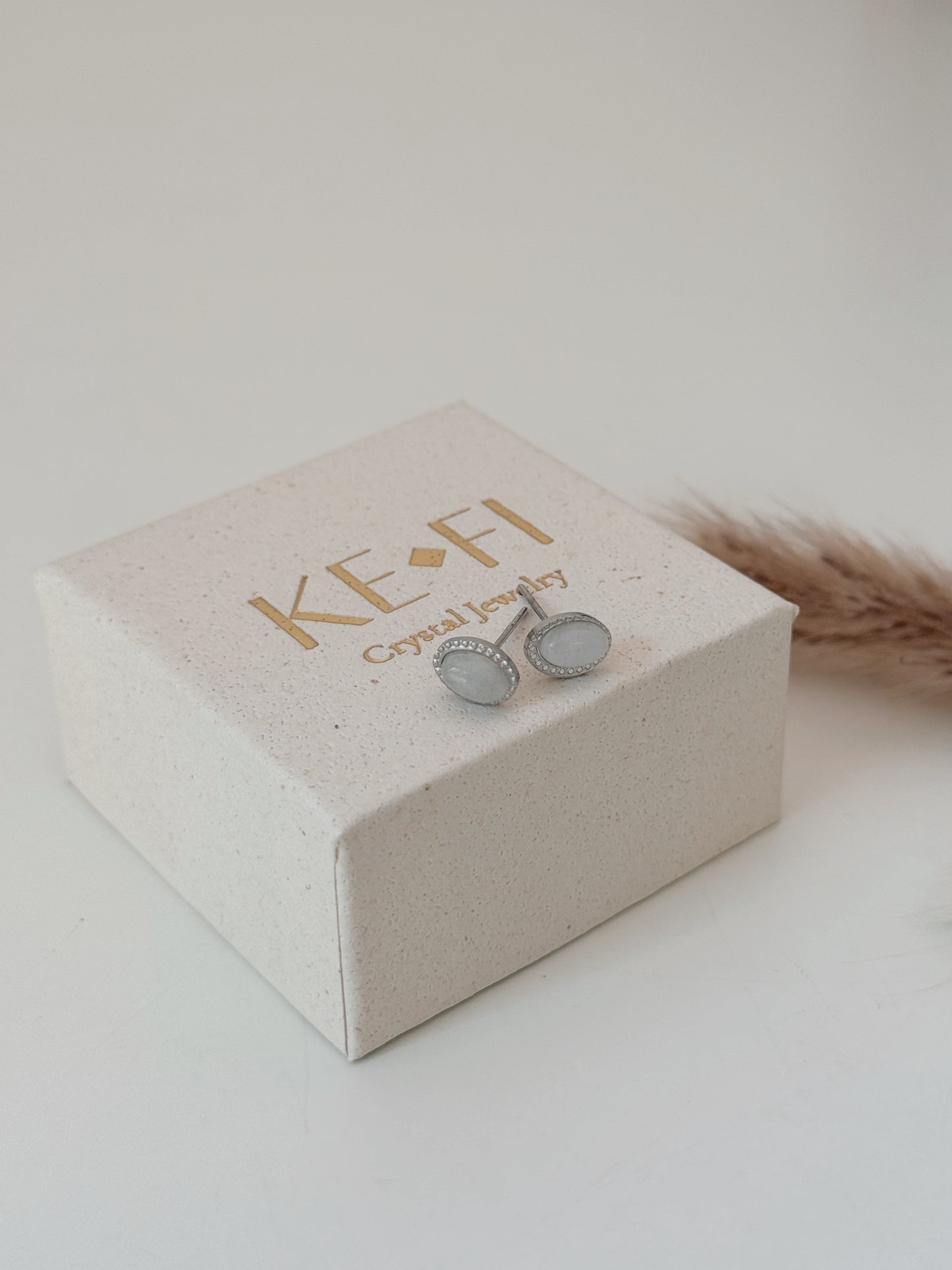 Brincos Pedra da Lua mini oval