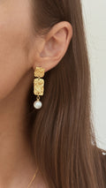Brincos Golden Bark | Pearl