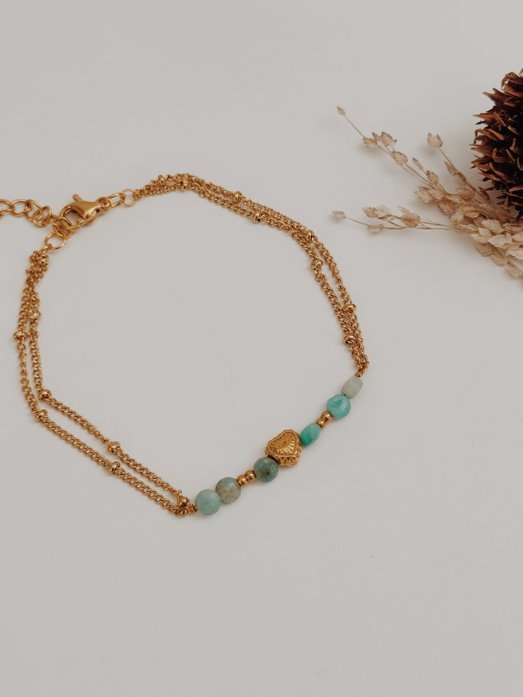 Pulseira coração Amazonite
