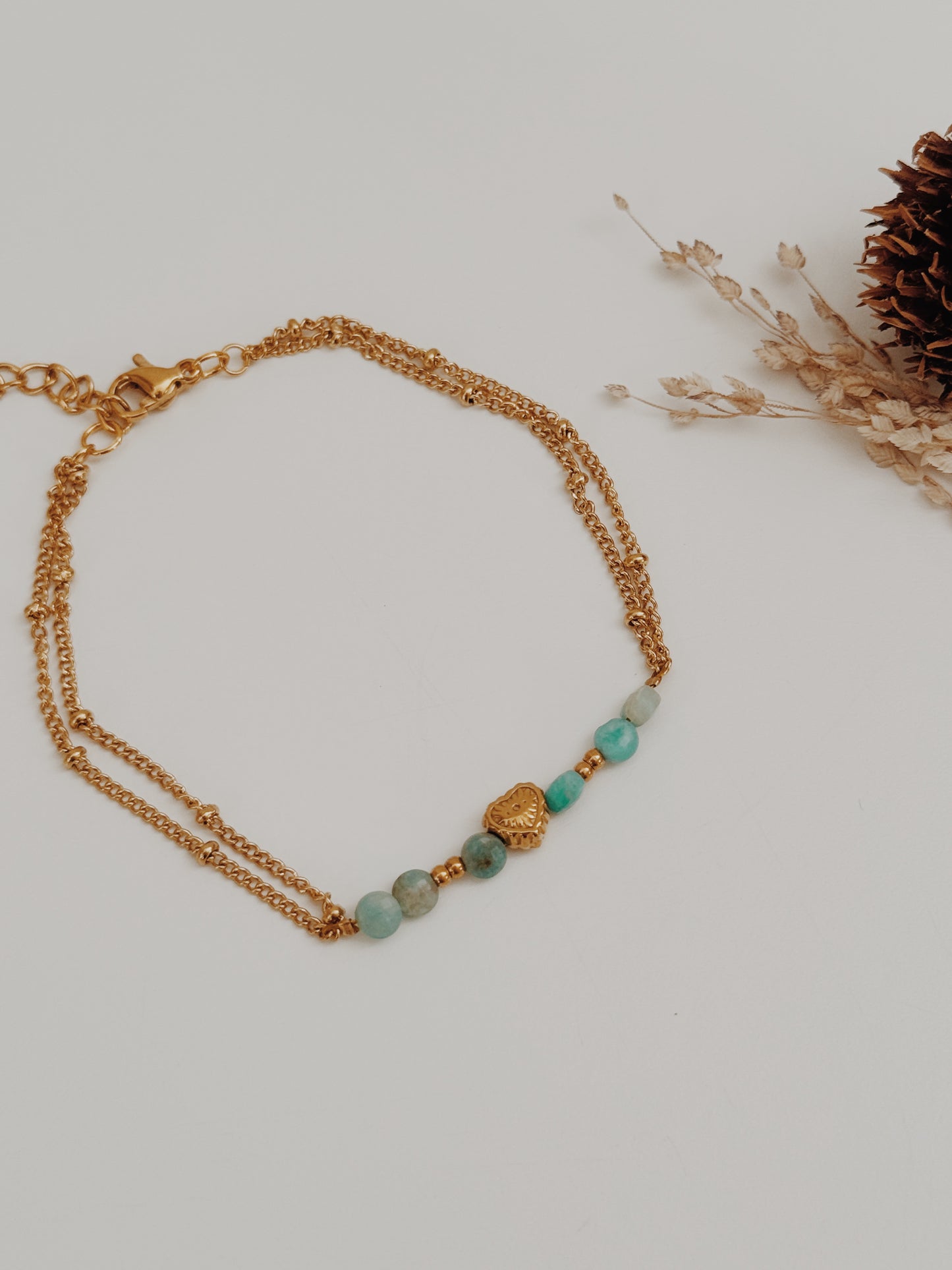 Pulseira coração Amazonite