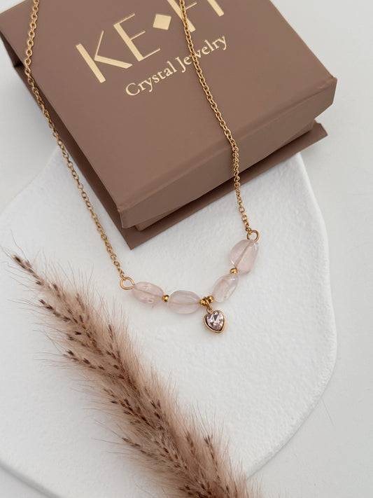 Colar Amor Suave ( quartzo rosa )