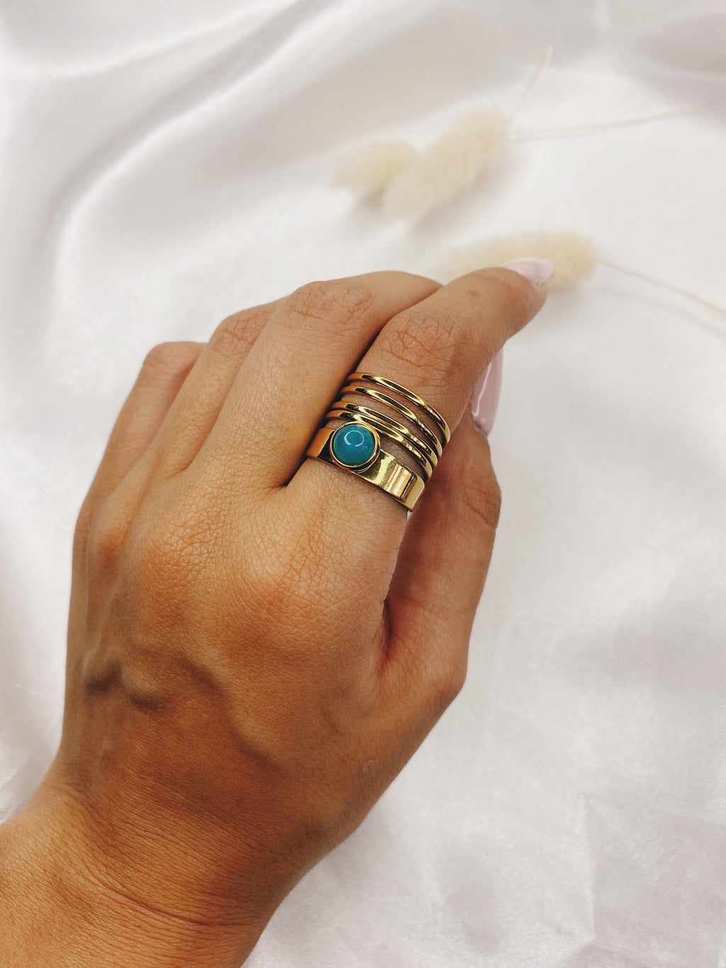 Anel Amazonite dourado I