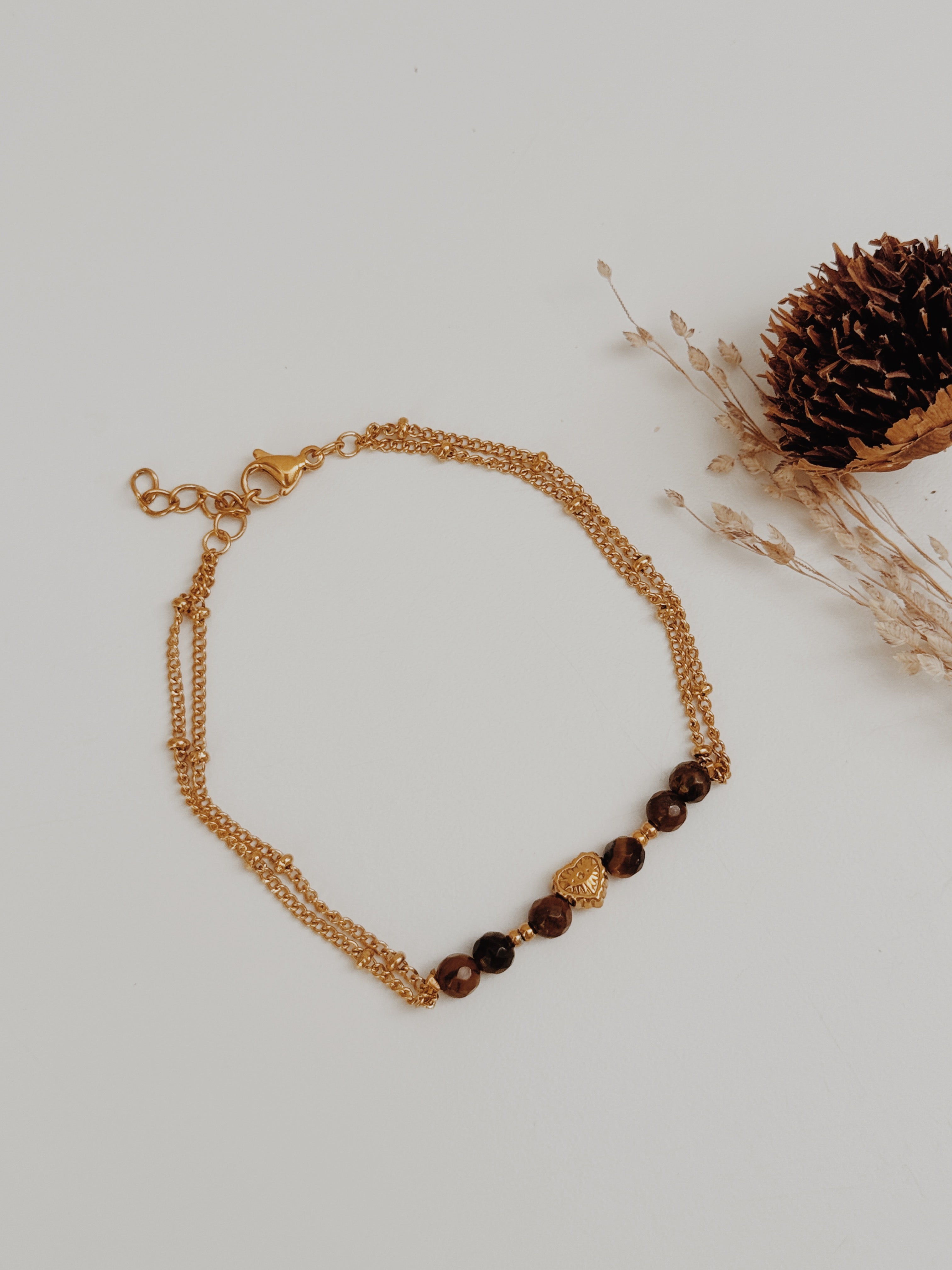 Pulseira coração Olho de Tigre