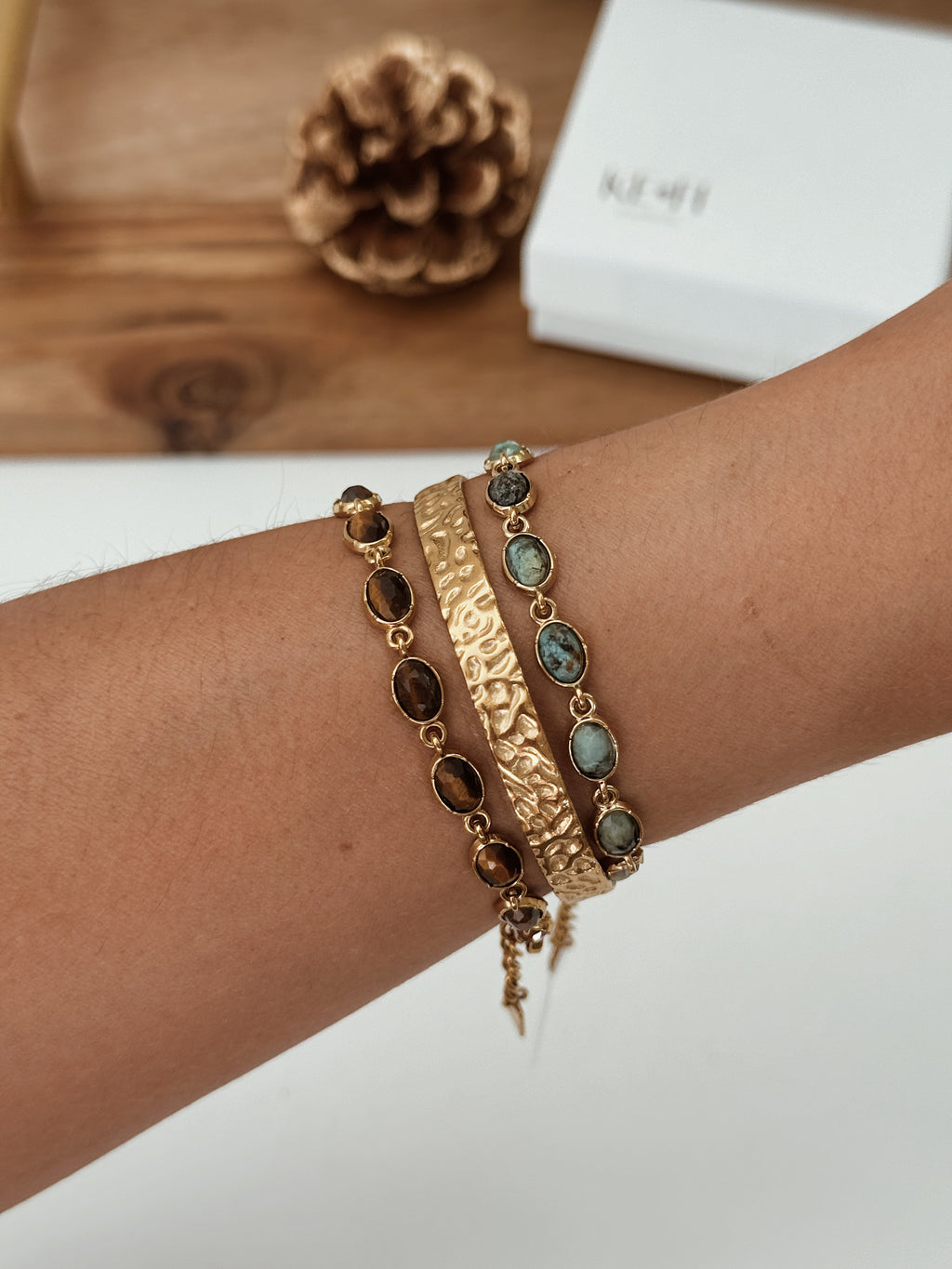 Pulseira Elo dourado | Crisocola