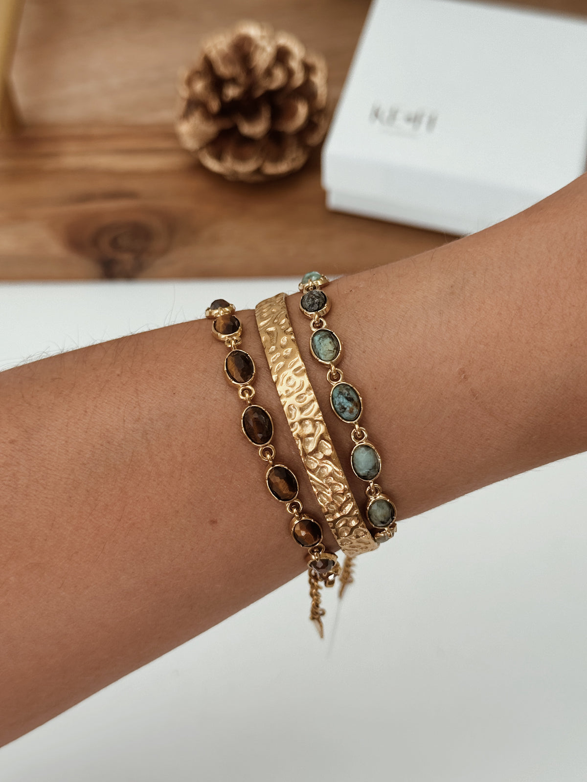 Pulseira Elo dourado | Crisocola