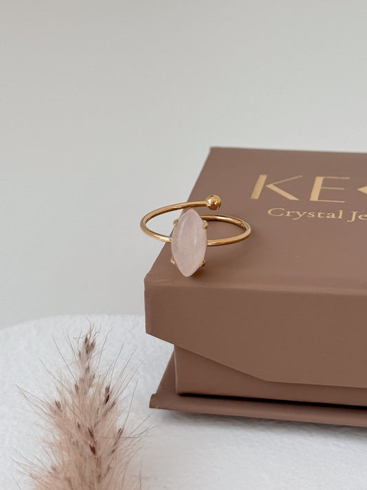 Anel Amor Suave ( quartzo rosa )