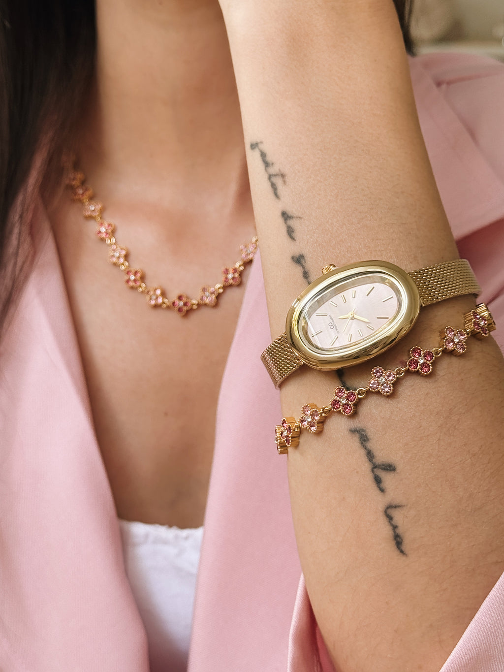 Pulseira Golden Clover | rosa