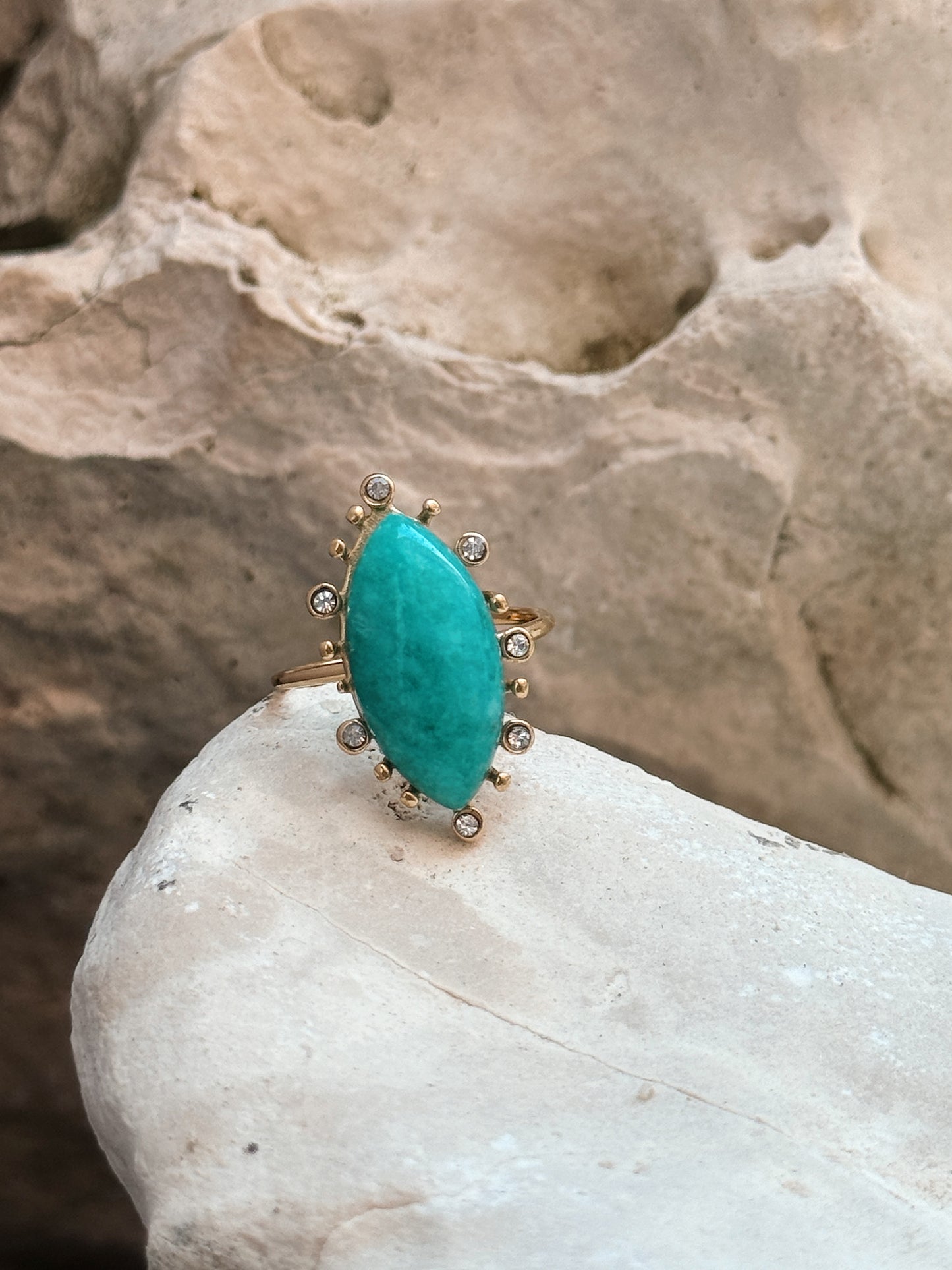 Anel Ignis Amazonite dourado