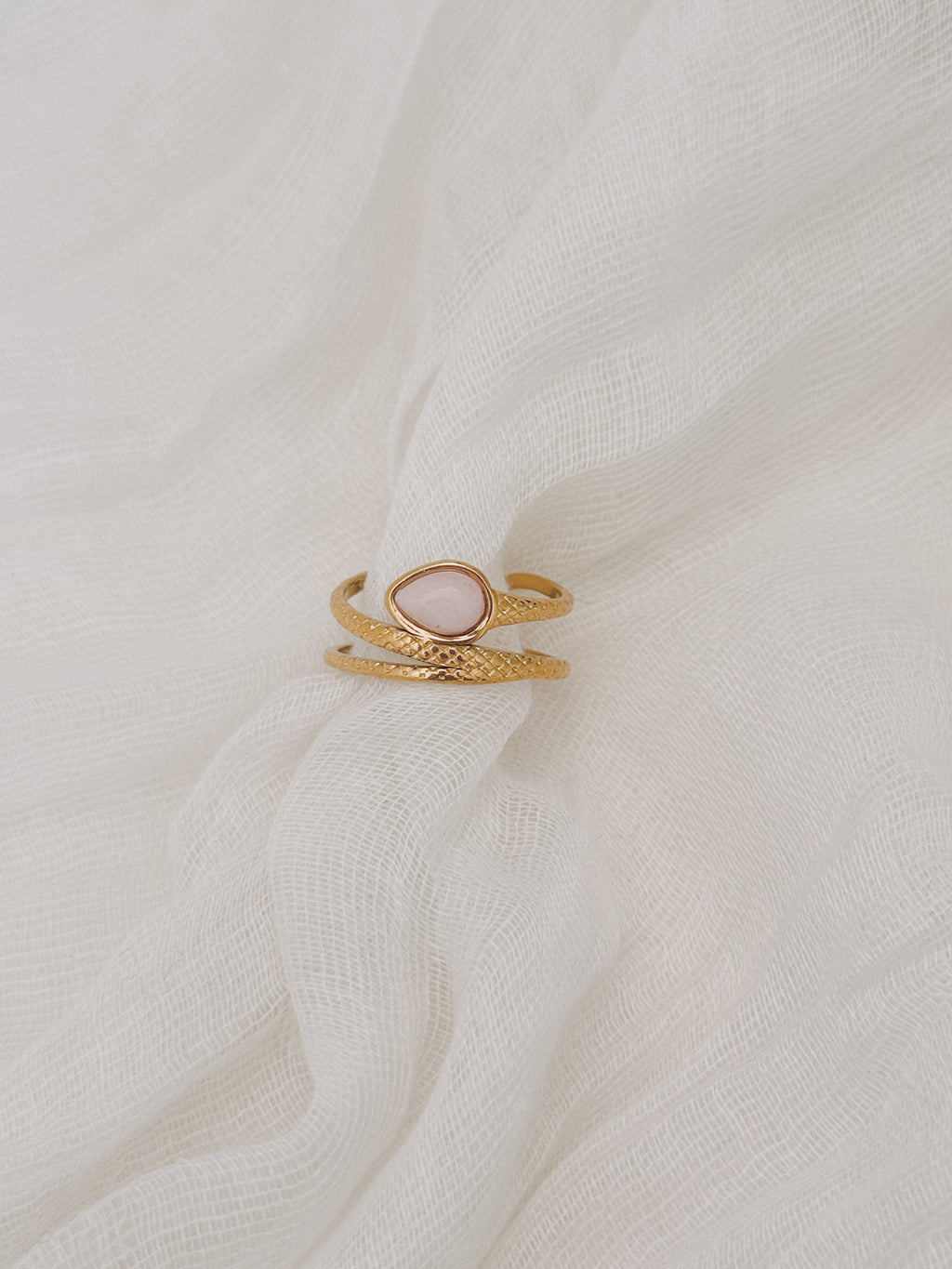 Anel Serpente | Quartzo Rosa