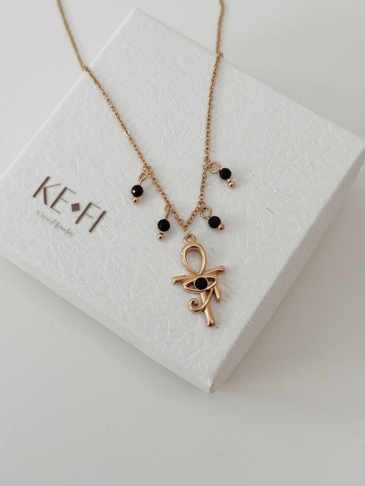 Colar Ankh | Turmalina Negra